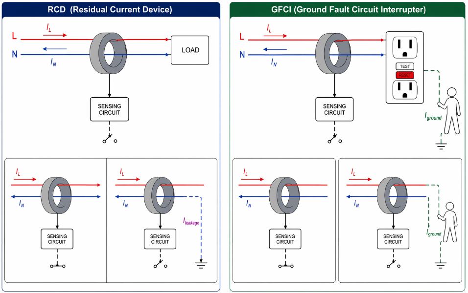 Working Principle of RCD and GFCI